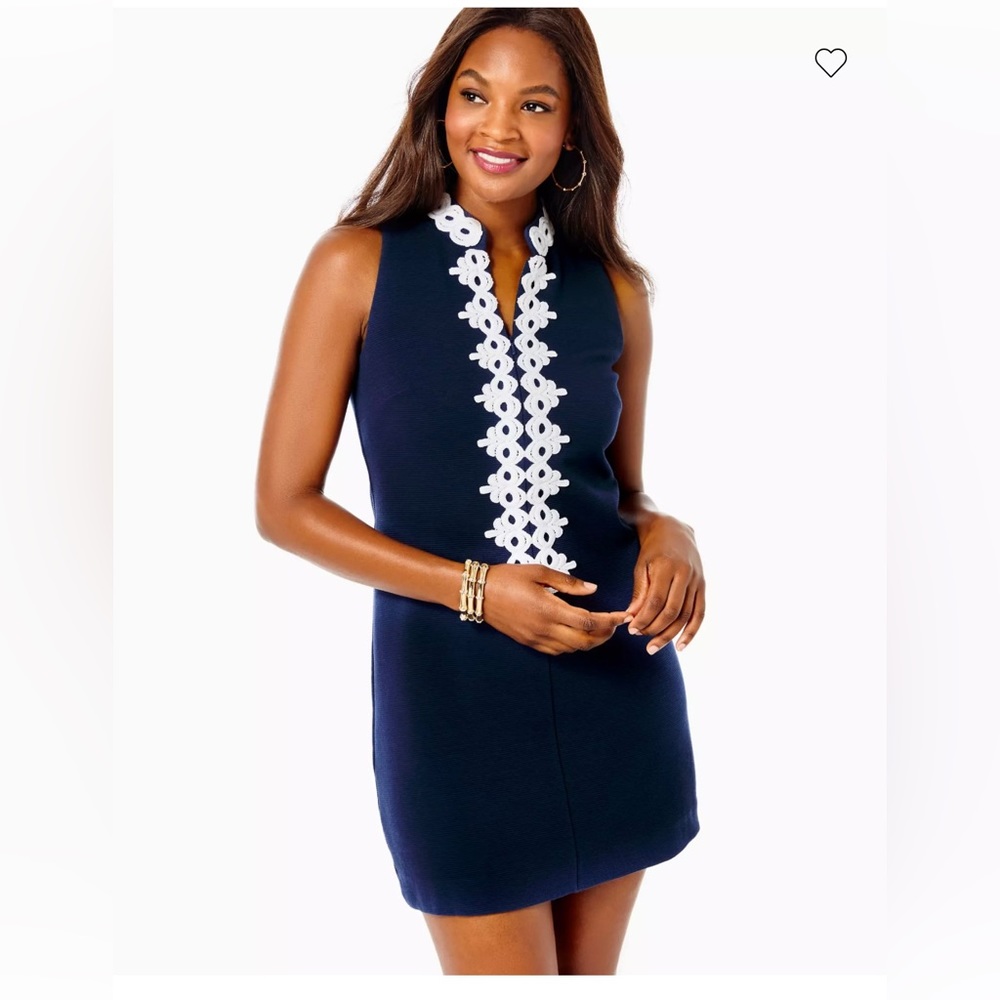 Lily Pulitzer Navy Shift Dress with White Trim